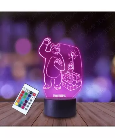 Lampka Nocna 3D LED LAMP Niedźwiedź i Masza