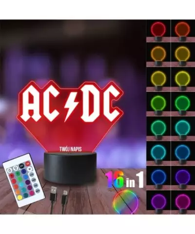 Lampka Nocna 3D LED LAMP ACDC Zespół