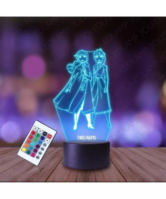 Lampka Nocna 3D LED LAMP Kraina Lodu Anna i Elsa