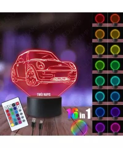 Lampka Nocna 3D LED LAMP Samochód Mini Cooper