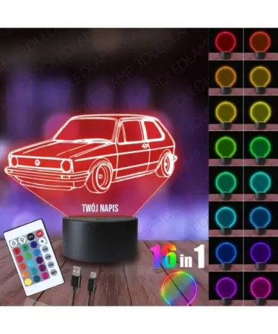 Lampka Nocna 3D LED LAMP Auto VW Golf MK1