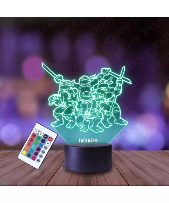 Lampka Nocna 3D LED LAMP Wojownicze Żółwie Ninja