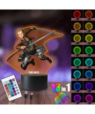 Lampka Nocna 3D LED LAMP z Nadrukiem Atak Tytanów Connie Springer