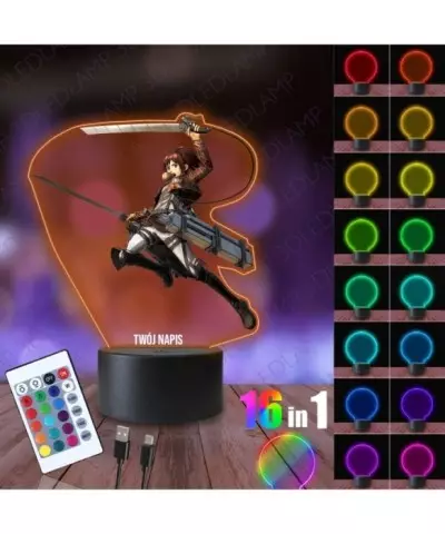 Lampka Nocna 3D LED LAMP z Nadrukiem Atak Tytanów Sasha Braus