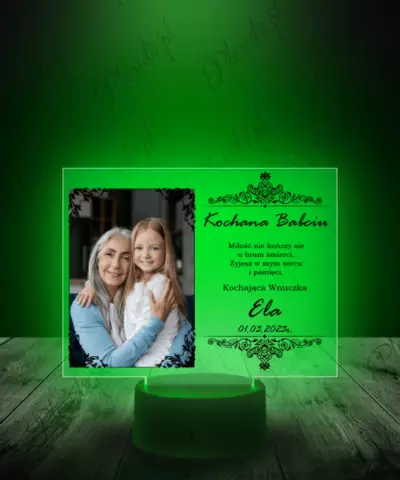 Lampka LED Plexido z Nadrukiem Pamiątka dla Babci Pogrzeb Grób