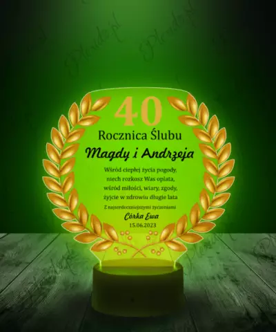 Lampka LED z Nadrukiem Plexido Prezent na Rocznicę Ślubu