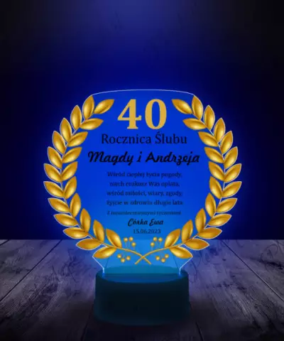Lampka LED z Nadrukiem Plexido Prezent na Rocznicę Ślubu