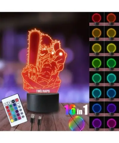 Lampka Nocna 3D LED LAMP Denji i Pochita Chainsaw Man