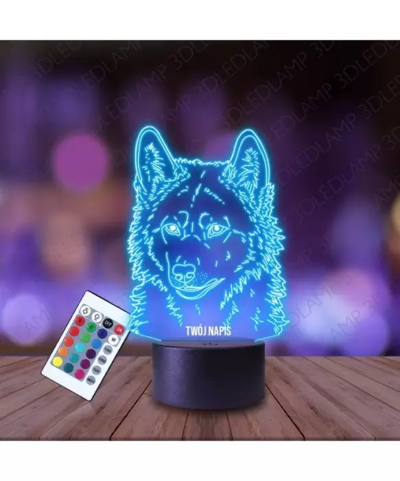 Lampka Nocna 3D LED LAMP Wilk Pies Wilczur