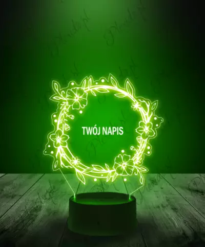 Lampka LED 3D Plexido Kwiat w Kole Twój Napis - 3