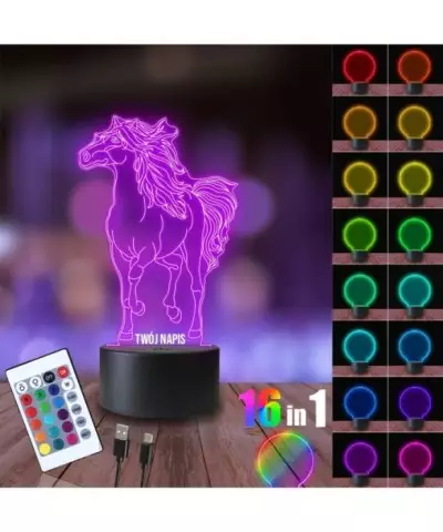 Lampka Nocna 3D LED LAMP Koń Mustang