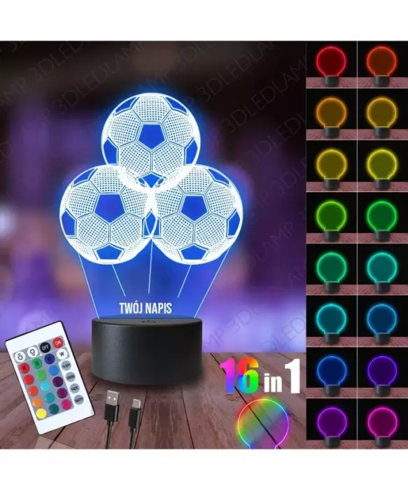 Lampka Nocna 3D LED LAMP Piłki Nożne Balony