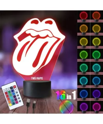 Lampka Nocna 3D LED LAMP The Rolling Stones Usta