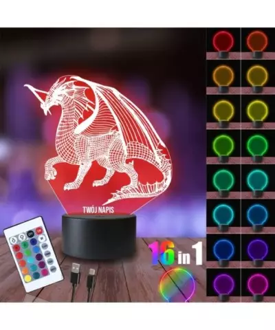 Lampka Nocna 3D LED LAMP Smok Ród Smoka Meleys