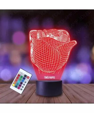 Lampka Nocna 3D LED LAMP Róża Kwiat