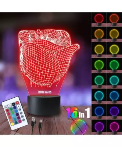 Lampka Nocna 3D LED LAMP Róża Kwiat