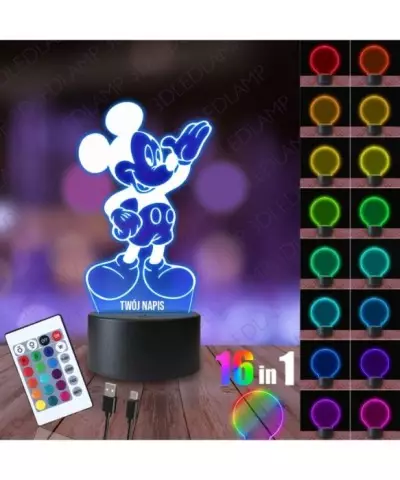 Lampka Nocna 3D LED LAMP Myszka Miki Uśmiech