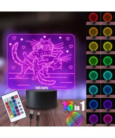 Lampka Nocna 3D LED LAMP Zakochane Koty