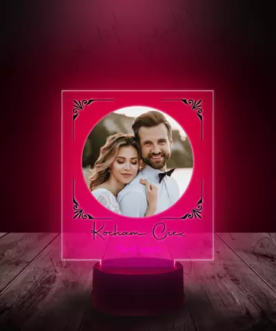 Lampka LED z Nadrukiem Plexido Pamiątka na Ślub Zdjęcie