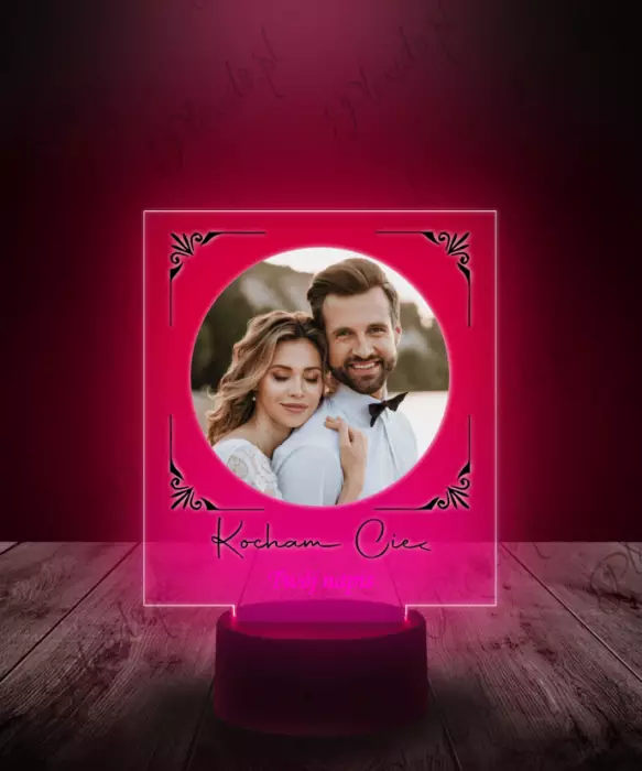 Lampka LED z Nadrukiem Plexido Pamiątka na Ślub Zdjęcie