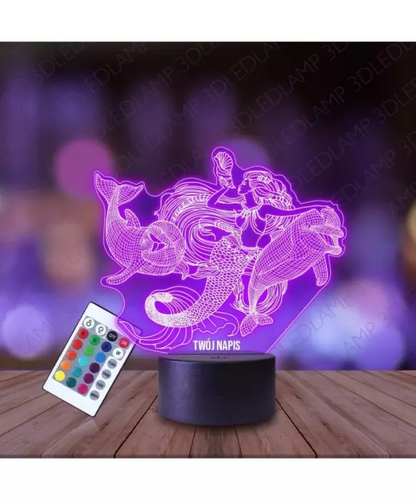 Lampka Nocna 3D LED LAMP Syrena Delfiny