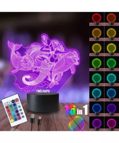 Lampka Nocna 3D LED LAMP Syrena Delfiny