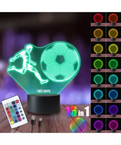 Lampka Nocna 3D LED LAMP Piłkarz Duża Piłka Nożna