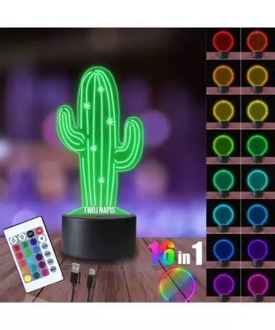 Lampka Nocna 3D LED LAMP Kaktus