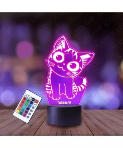 Lampka Nocna 3D LED LAMP Kotek Pupil