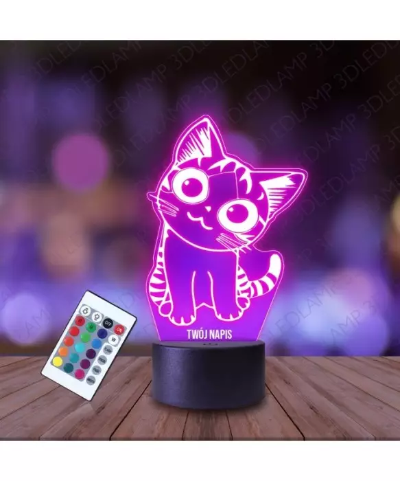 Lampka Nocna 3D LED LAMP Kotek Pupil
