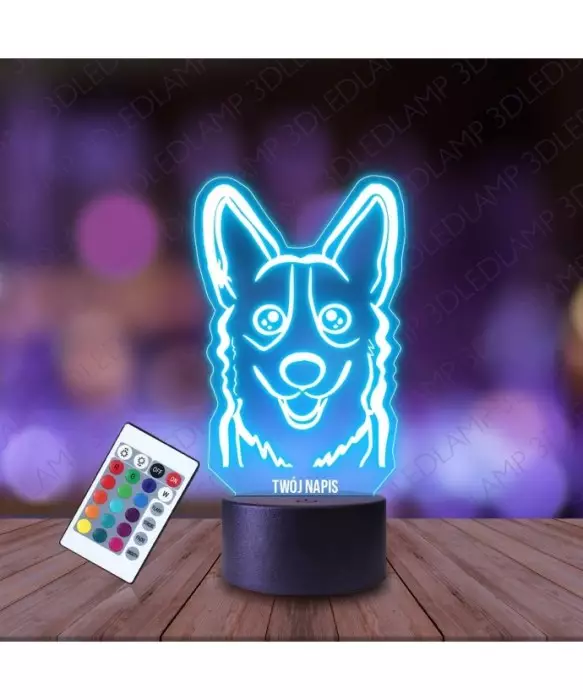 Lampka Nocna 3D LED LAMP Piesek Corgi Pupil