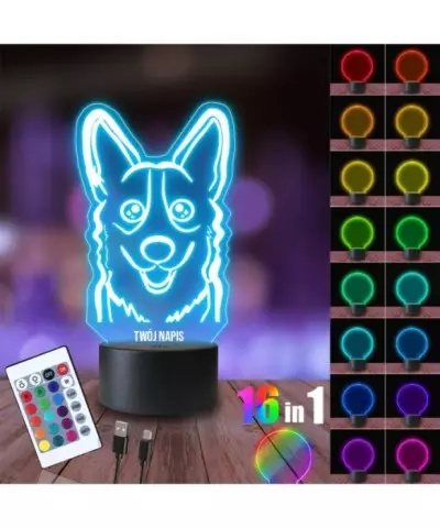 Lampka Nocna 3D LED LAMP Piesek Corgi Pupil