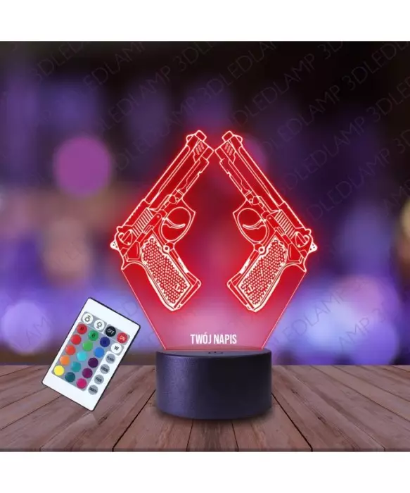 Lampka Nocna 3D LED LAMP Pistolety Rewolwery