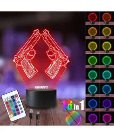 Lampka Nocna 3D LED LAMP Pistolety Rewolwery