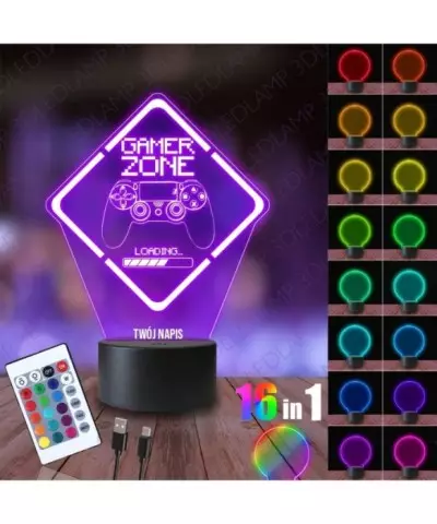 Lampka Nocna 3D LED LAMP Gamingowa Game Zone