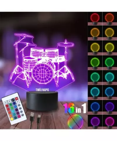 Lampka Nocna 3D LED LAMP Perkusja Instrument