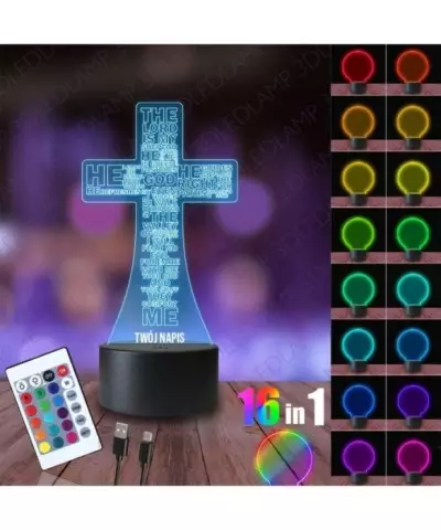 Lampka Nocna 3D LED LAMP Krzyż Modlitwa