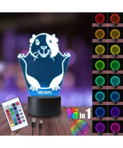 Lampka Nocna 3D LED LAMP Chomik Świnka Morska