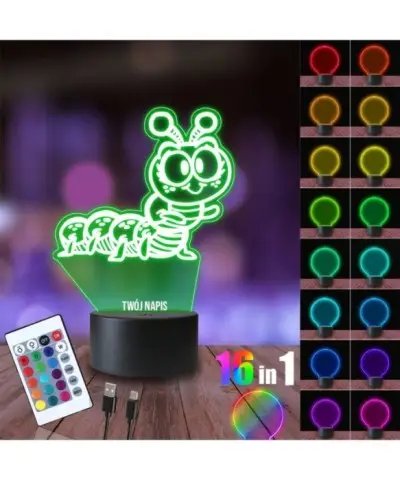 Lampka Nocna 3D LED LAMP Gąsienica