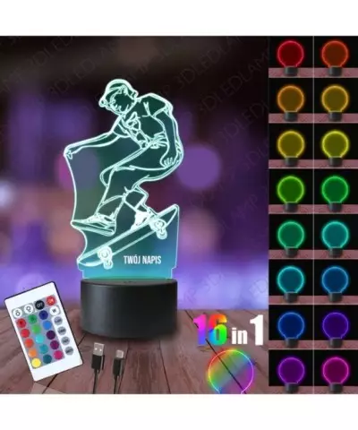 Lampka Nocna 3D LED LAMP Skater Deskorolka