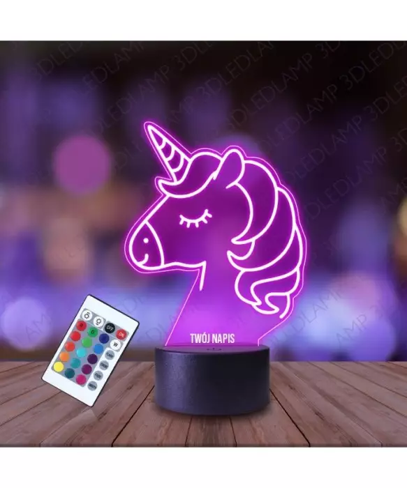 Lampka Nocna 3D LED LAMP Jednorożec Głowa