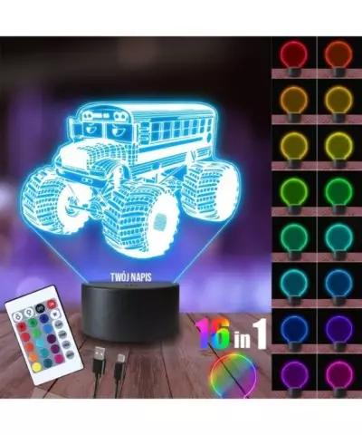Lampka Nocna 3D LED LAMP Bus Monster Truck