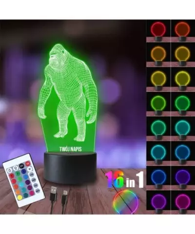 Lampka Nocna 3D LED LAMP Małpa Goryl