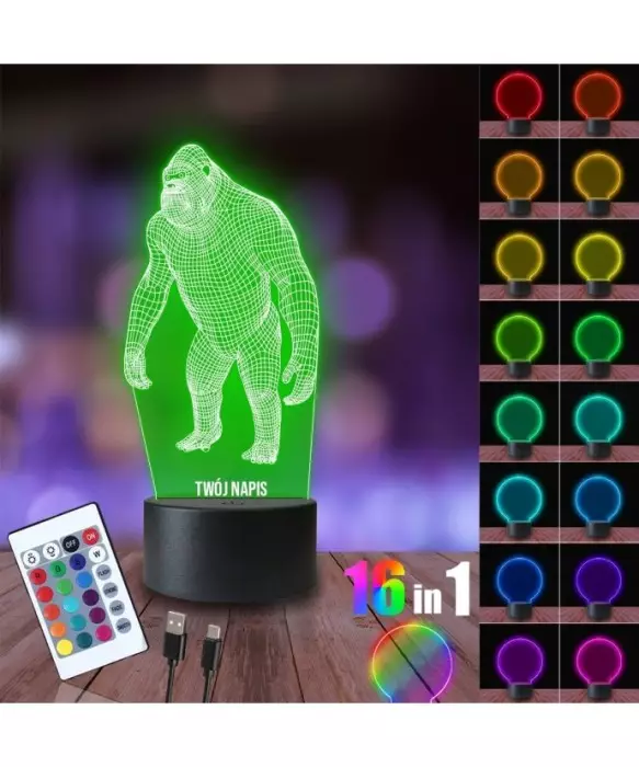 Lampka Nocna 3D LED LAMP Małpa Goryl