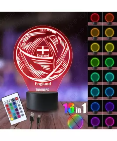 Lampka Nocna 3D LED LAMP Piłka Nożna Piłka England