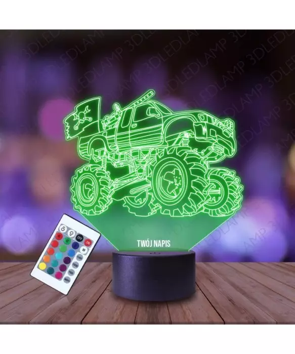 Lampka Nocna 3D LED LAMP Monster Truck Flaga Piratów