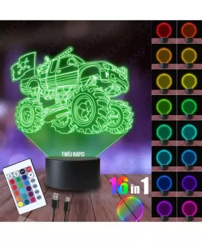 Lampka Nocna 3D LED LAMP Monster Truck Flaga Piratów