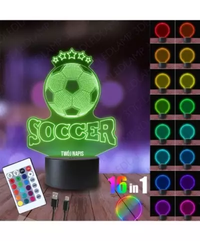 Lampka Nocna 3D LED LAMP Piłka Nożna Soccer