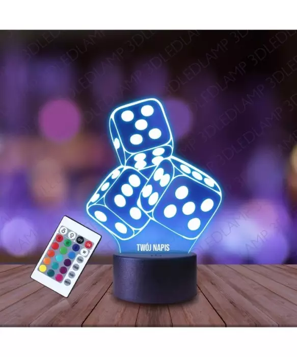 Lampka Nocna 3D LED LAMP Kości do Gry Kostki