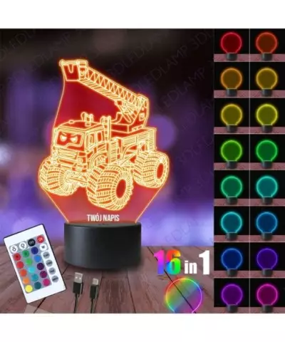 Lampka Nocna 3D LED LAMP Maszyna Budowlana